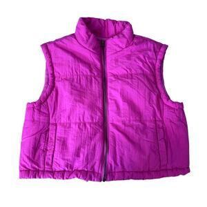 Thread & Supply Hot Pink Cropped Puffer Vest Women's Size Medium